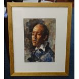 Robert Lenkiewicz (1941-2002) original watercolour 'Portrait of Ian Law', 1980, 33cm x 23cm,