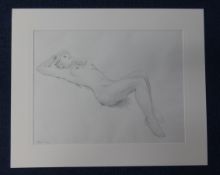 Piran Bishop, two 'Nude' pencil sketches, signed, mounted and unframed, 52cm x 39cm (2).