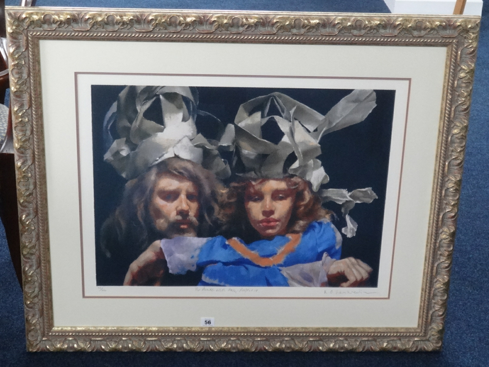 Robert Lenkiewicz (1941-2002) 'Paper Crowns', signed print titled 'The Painter with Mary, Project