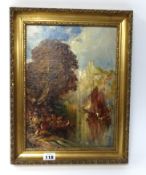 T.Mostyn, signed oil on canvas, framed, 33cm x 24cm.