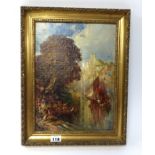 T.Mostyn, signed oil on canvas, framed, 33cm x 24cm.