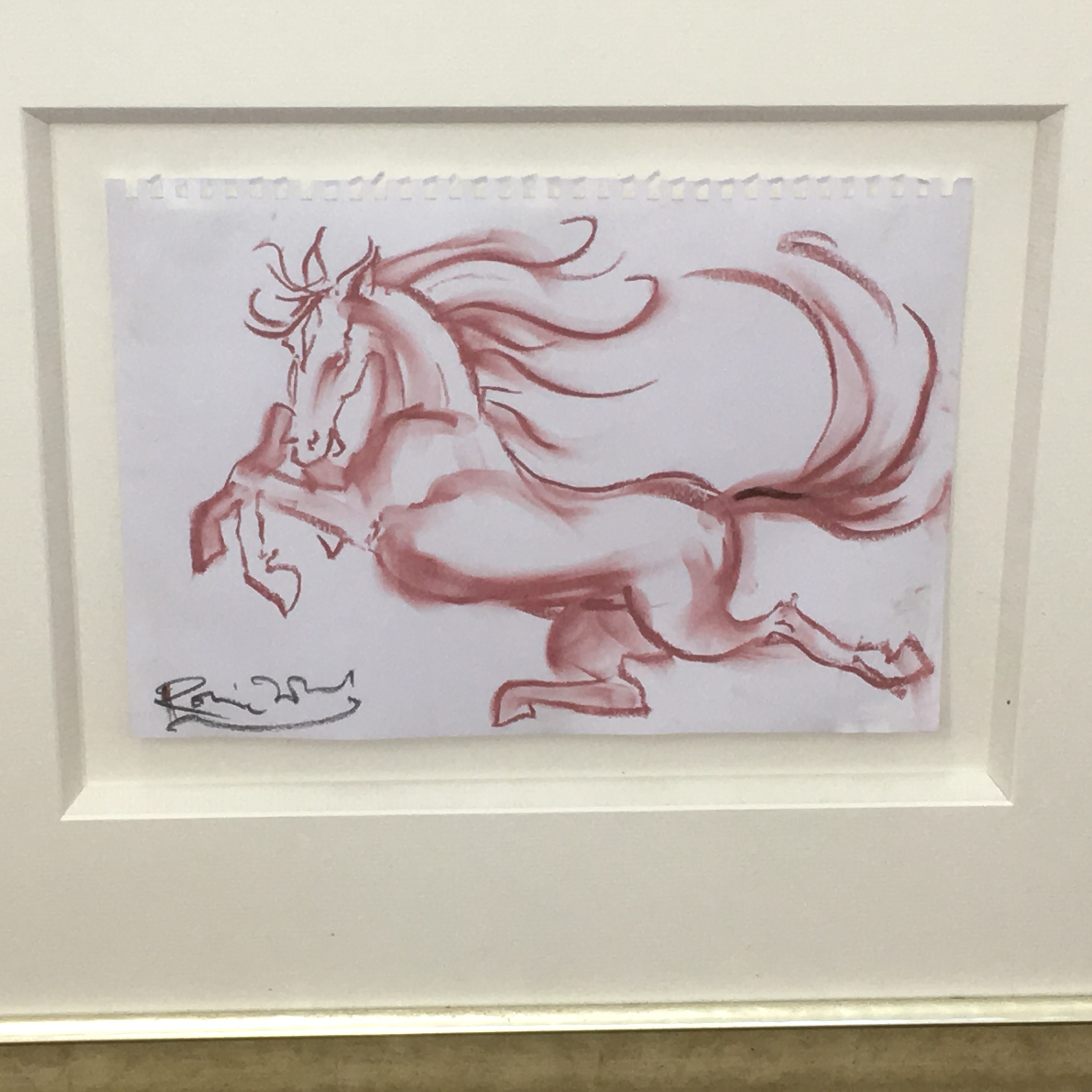 Ronnie Wood (b 1947) Rolling Stones Legend, original signed sketch 'Horse' medium oil pastel on