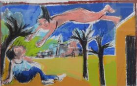 Davina Jackson, signed print 'Falling in Love', 1996, edition No.5/13, 29cm x 43cm, framed and