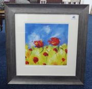 Lee Woods, limited edition print No.55/350, 'Tulips', image size 23cm x 23, framed and glazed.