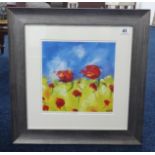 Lee Woods, limited edition print No.55/350, 'Tulips', image size 23cm x 23, framed and glazed.