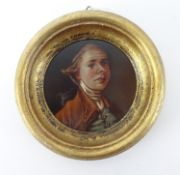 John Parker, miniature, oil on mdf, 'Hektor of Limburg', circular, framed, the image 7cm
