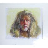 Print, 'Self Portrait', mounted, not framed, 29cm x 33cm.