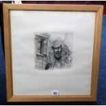 Robert Lenkiewicz (1941-2002), etching 'Self Portrait with Books', signed, edition no 36/75,