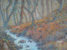 P.Stephens, oil pastel on board 'Moorbrook, Dartmoor'. 29cm x 24cm.