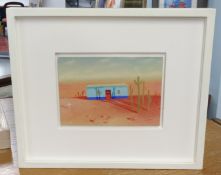 Barry McGlashan (Scottish b.1974) 'A Blue House in the Desert', oil on panel 2011, titled and signed