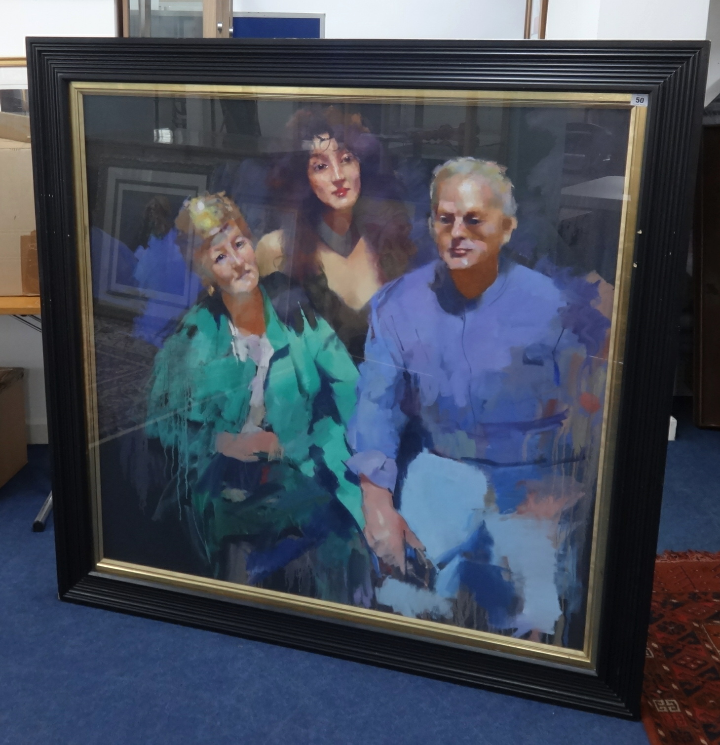 Robert Lenkiewicz (1941-2002) 'The Vaughan Family', large oil on canvas painting, 116cm x 118cm,