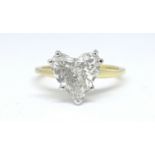 A diamond heart shaped solitaire approx. 2 carats, size K.