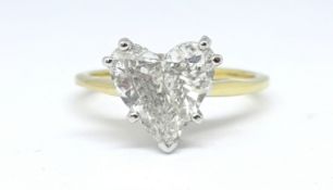 A diamond heart shaped solitaire approx. 2 carats, size K.