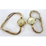 Incabloc ladies 9ct vintage wrist watch together with Cyma another ladies 9ct vintage wristwatch,