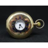 A 9ct yellow gold J. W Benson half hunter pocket watch, white enamel dial depicting Roman numerals