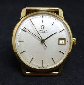 Omega, a gents automatic and date wristwatch in 9ct gold circa 1979 with guarantee box and outer