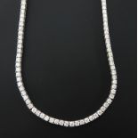 A fine 18ct white gold diamond necklace, set with approx. 166 diamonds weighing approx. 16.1 carats,