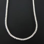 A fine 18ct white gold diamond necklace, set with approx. 166 diamonds weighing approx. 16.1 carats,