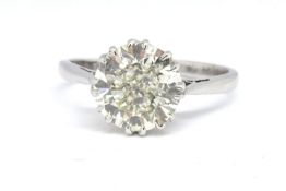 A fine diamond solitaire approx. 2.37 carats of good clarity, size Q.