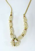 A fancy freshwater pearl necklet comprising 10 sections of 'ricicle' freshwater pearls in a