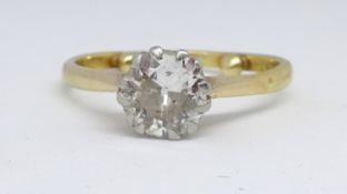 An 18ct diamond solitaire ring, approx. 1.50 carat, size O.