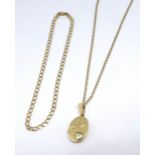 A 9ct gold locket and chain together with a 9ct gold bracelet, total weight 8.3g.