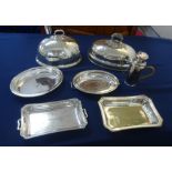 Collection of silver plated wares including entrée dishes, covers etc.