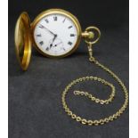 An 18ct full hunter pocket watch mark, ALD, 17 jewel movement circa 1905 with sub second dial,