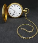 An 18ct full hunter pocket watch mark, ALD, 17 jewel movement circa 1905 with sub second dial,