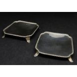 Two Geo V silver form trays on raised feet, dated 1954, approx. 2.31oz.