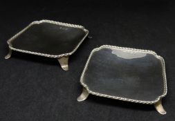 Two Geo V silver form trays on raised feet, dated 1954, approx. 2.31oz.