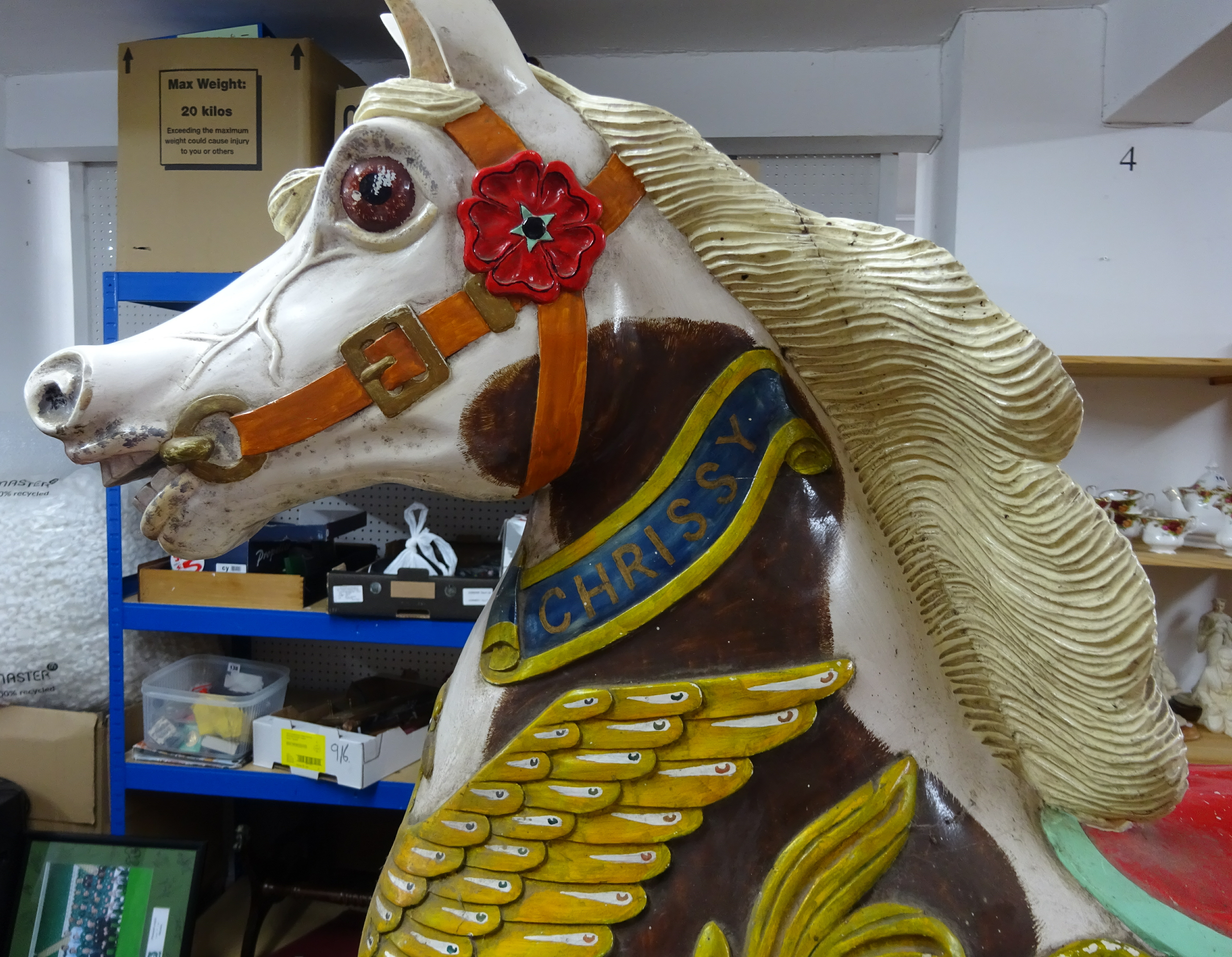 A carved wood and hand painted fair ground carousel Galloper horse, carved by Woody White a well - Image 6 of 6