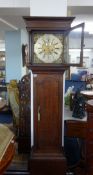 An oak 8 day longcase clock by John Belling of Bodmin, with bell strike movement, silvered and brass