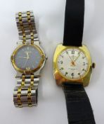 A Gucci ladies wristwatch together with a Lucbrina anti magnetic gents watch (2).