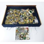 A large collection of various dress brooches.