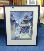 A pair of Tibetan contemporary paintings signed, 37cm x 27cm.