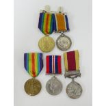 Two WWI medals awarded to DVR. H. Orton A.S.G, a Victory medal to W. Sander STO, a WWII medal and