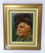 Bernd Funke (German, 1902-1988), oil on board portrait of an elderly gentleman, signed, 23cm x 17cm,