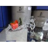 Swarovski Crystal, Reindeer and Sleigh, boxed.