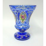 A large blue Venetian (Murano) glass vase, with decorated panels, height 30cm.