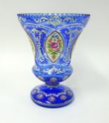 A large blue Venetian (Murano) glass vase, with decorated panels, height 30cm.