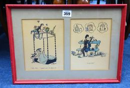 Four framed cartoons after Raymond Peynet (1908-1999).