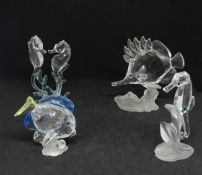 Swarovski Crystal, small collection of ornaments including seahorses, seahorse, Tang fish blue and