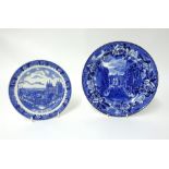 Two American subject blue and white plates including Wedgwood.