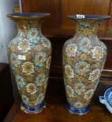 Doulton Slaters, a pair of tall vases, height 41cm (damaged).