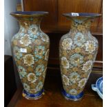 Doulton Slaters, a pair of tall vases, height 41cm (damaged).