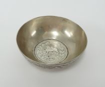 A small silver Sri Lankan coin bowl, diameter 7cm.