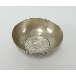 A small silver Sri Lankan coin bowl, diameter 7cm.