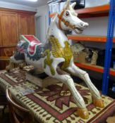 A carved wood and hand painted fair ground carousel Galloper horse, carved by Woody White a well