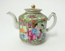 A small Chinese porcelain 'Famille Rose' teapot, height 11cm.